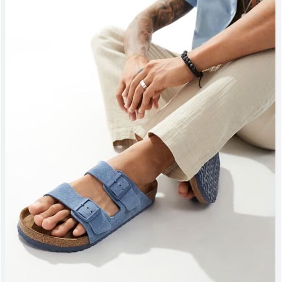 Birkenstock Other - NWT Birkenstock Unisex Arizona soft slide sandals in elemental blue Size 43/10